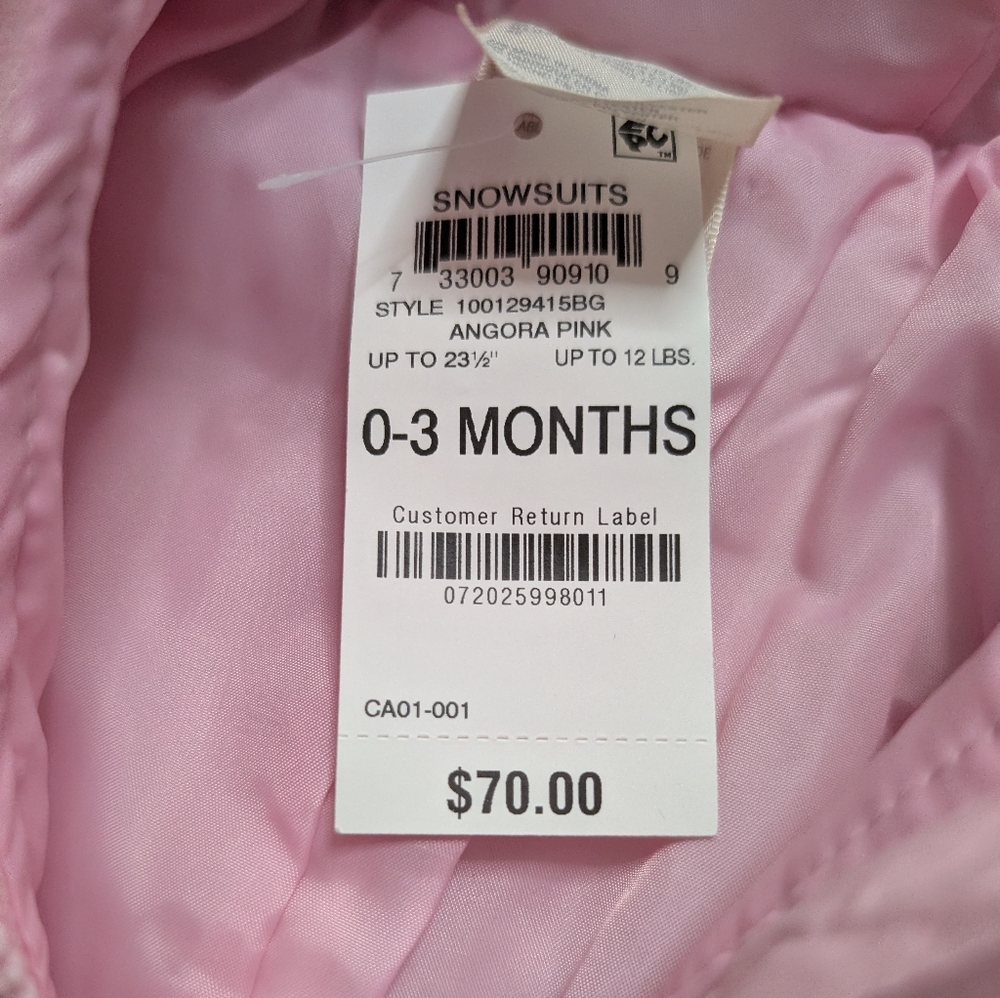 First Impressions New Light Pink Heart Snowsuit Size 0-3 Months - Picture 4 of 5